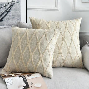 Embroidered Cream Linen Throw Cushionhome decoration ,modern home decor 