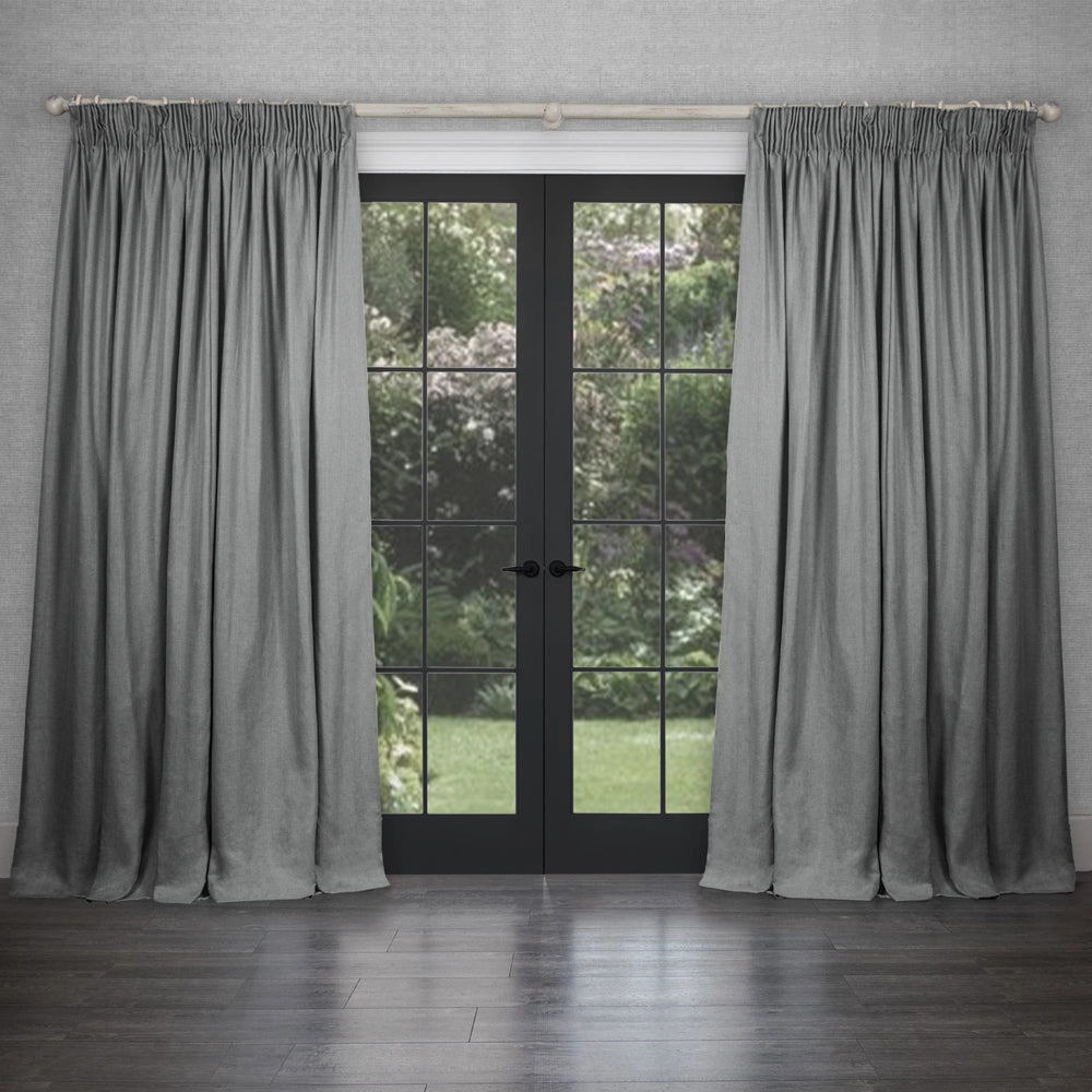 Emilio Woven Pencil Pleat Curtains Pebble