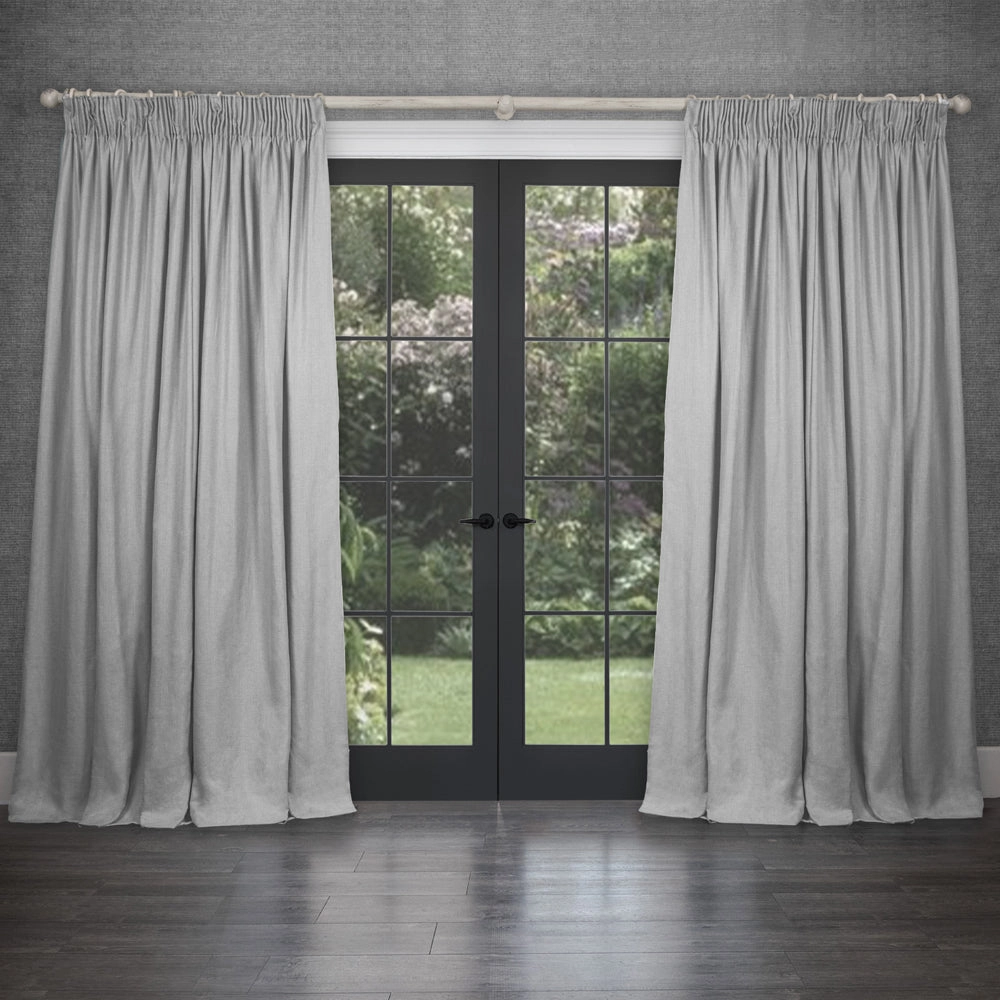 Emilio Woven Pencil Pleat Curtains Silver