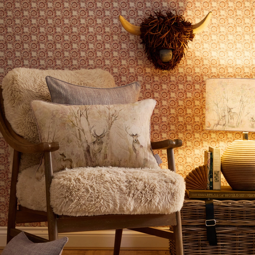 Enchanted Forest Printed Piped Cushion Cream