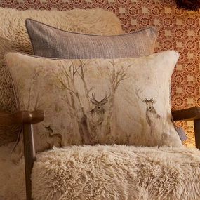 Enchanted Forest Printed Piped Cushion Creambedding sets ,throw blankets 