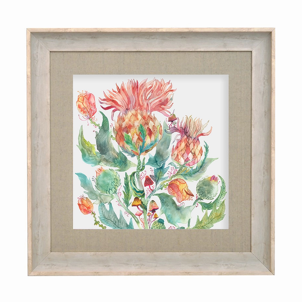 Enchanting Thistle Framed Print Birch/Marigold