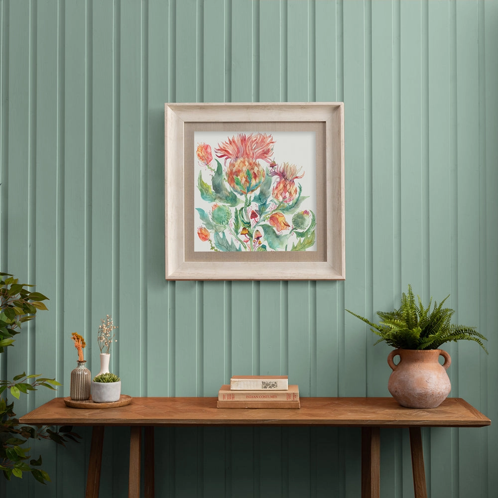 Enchanting Thistle Framed Print Birch/Marigold