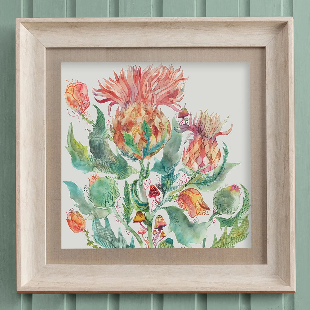 Enchanting Thistle Framed Print Birch/Marigold