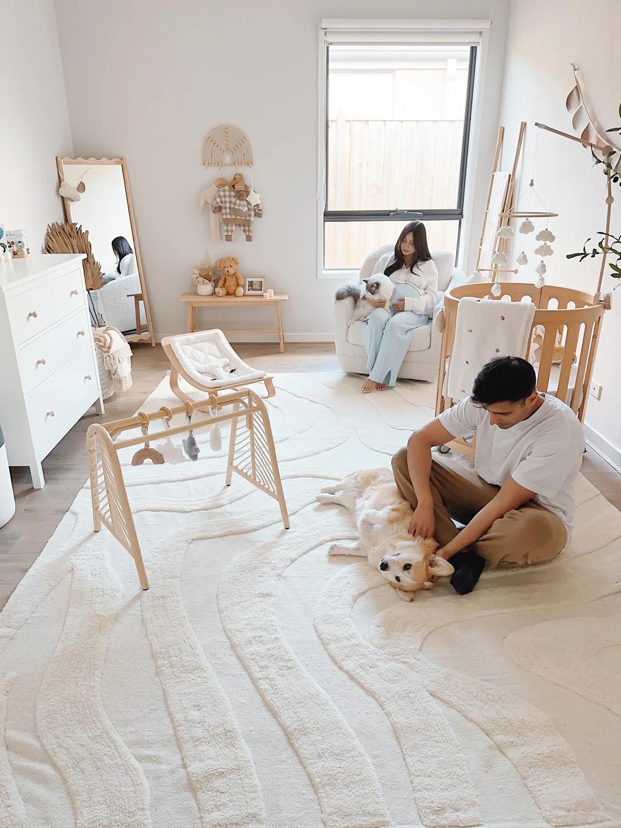 Eniko Abstract Cream Washable Wool Rug
