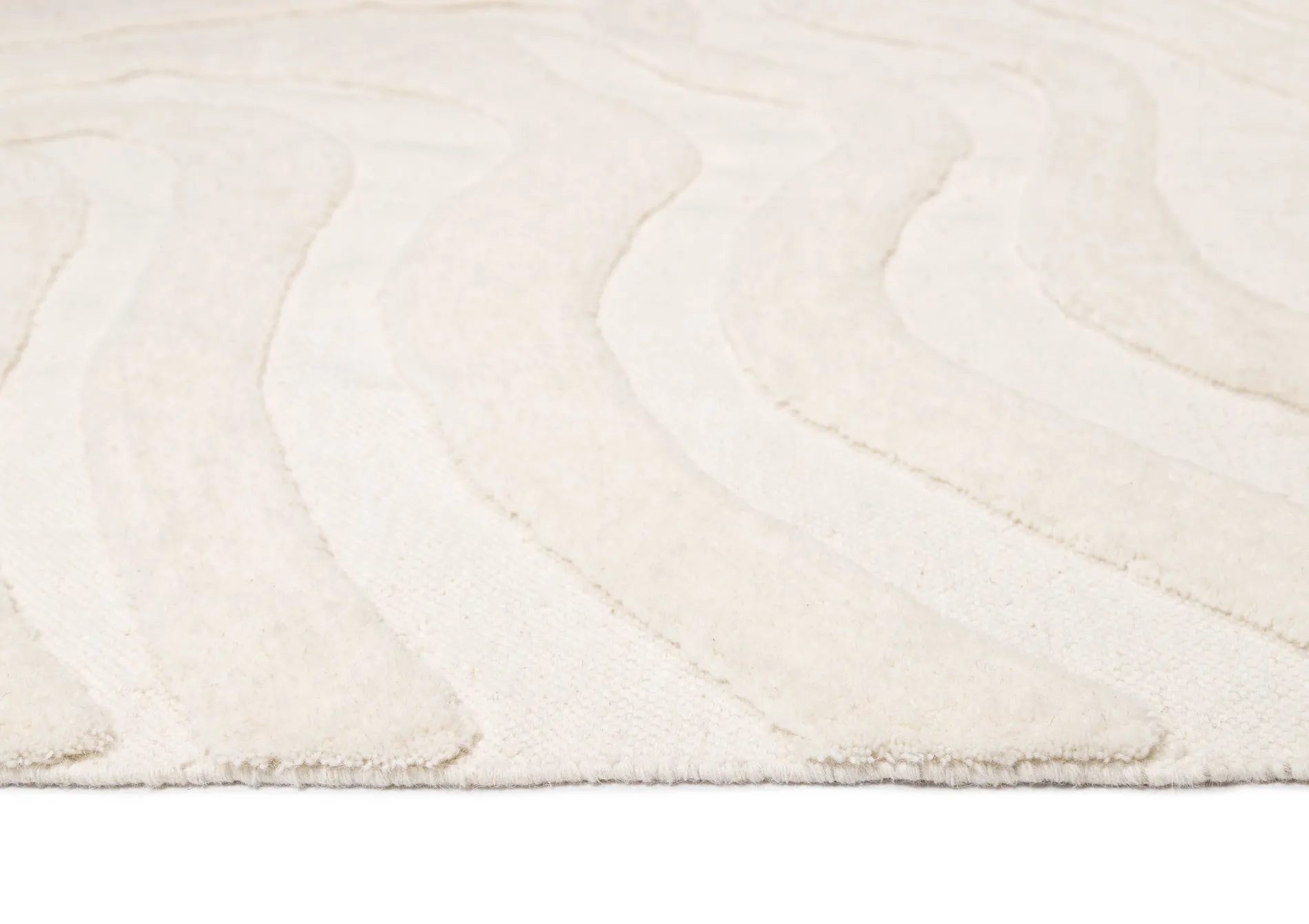 Eniko Abstract Cream Washable Wool Rug