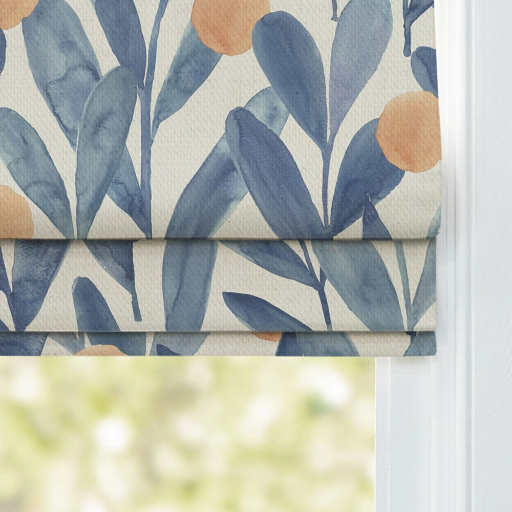 Enso Printed Cotton Made to Measure Roman Blinds Cobalt