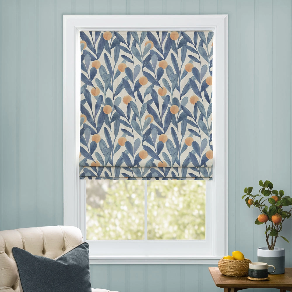 Enso Printed Cotton Made to Measure Roman Blinds Cobalt