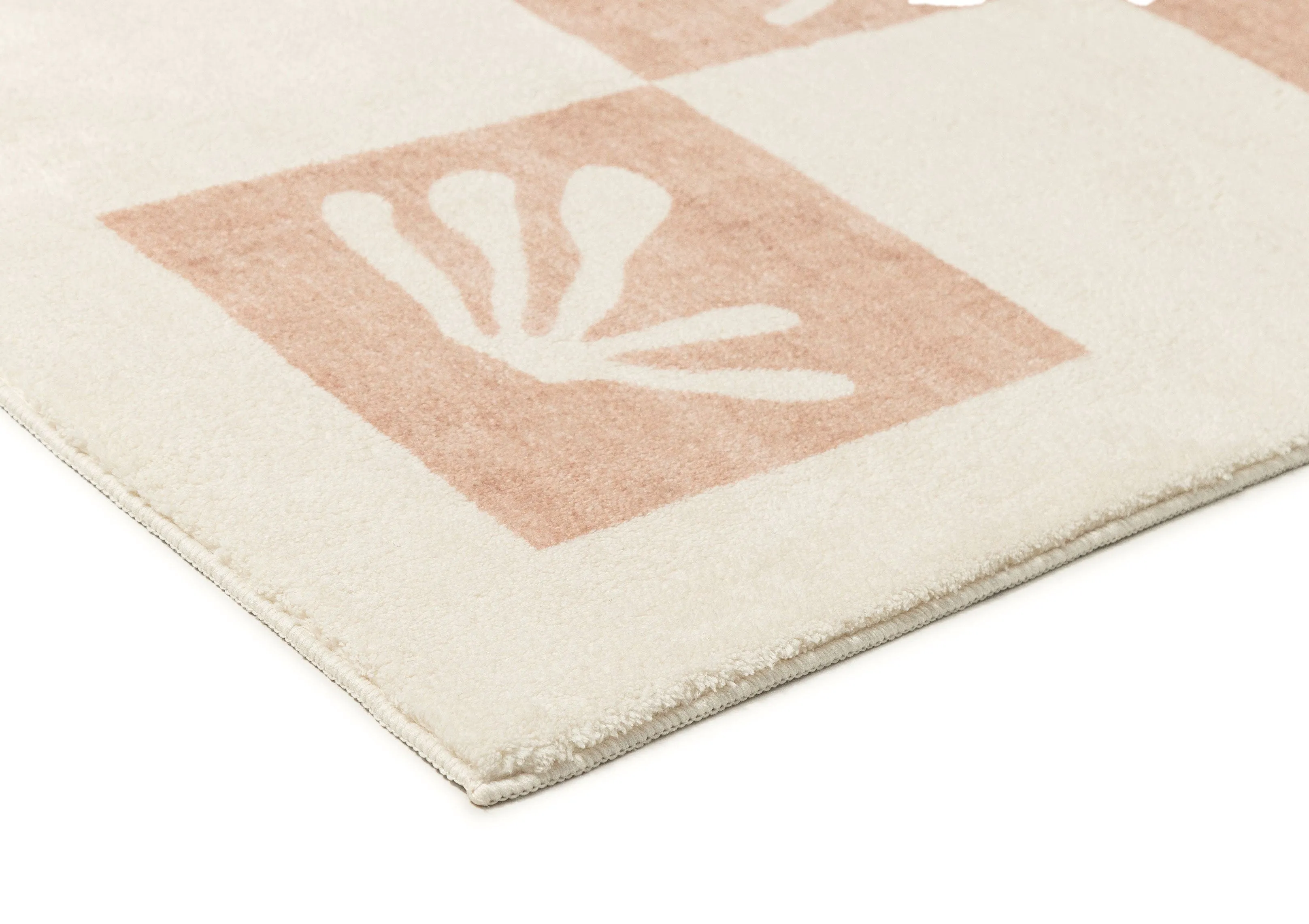 Erika Beige and Cream Checkered Washable Rug