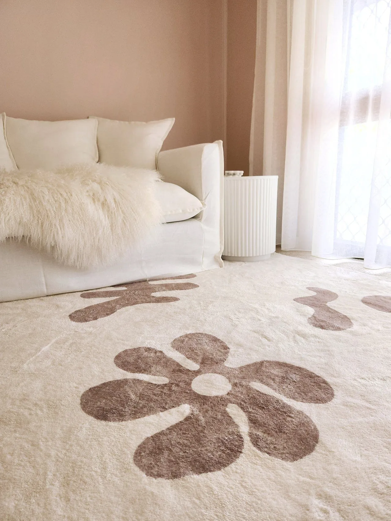 Esilda Brown Abstract Washable Rug