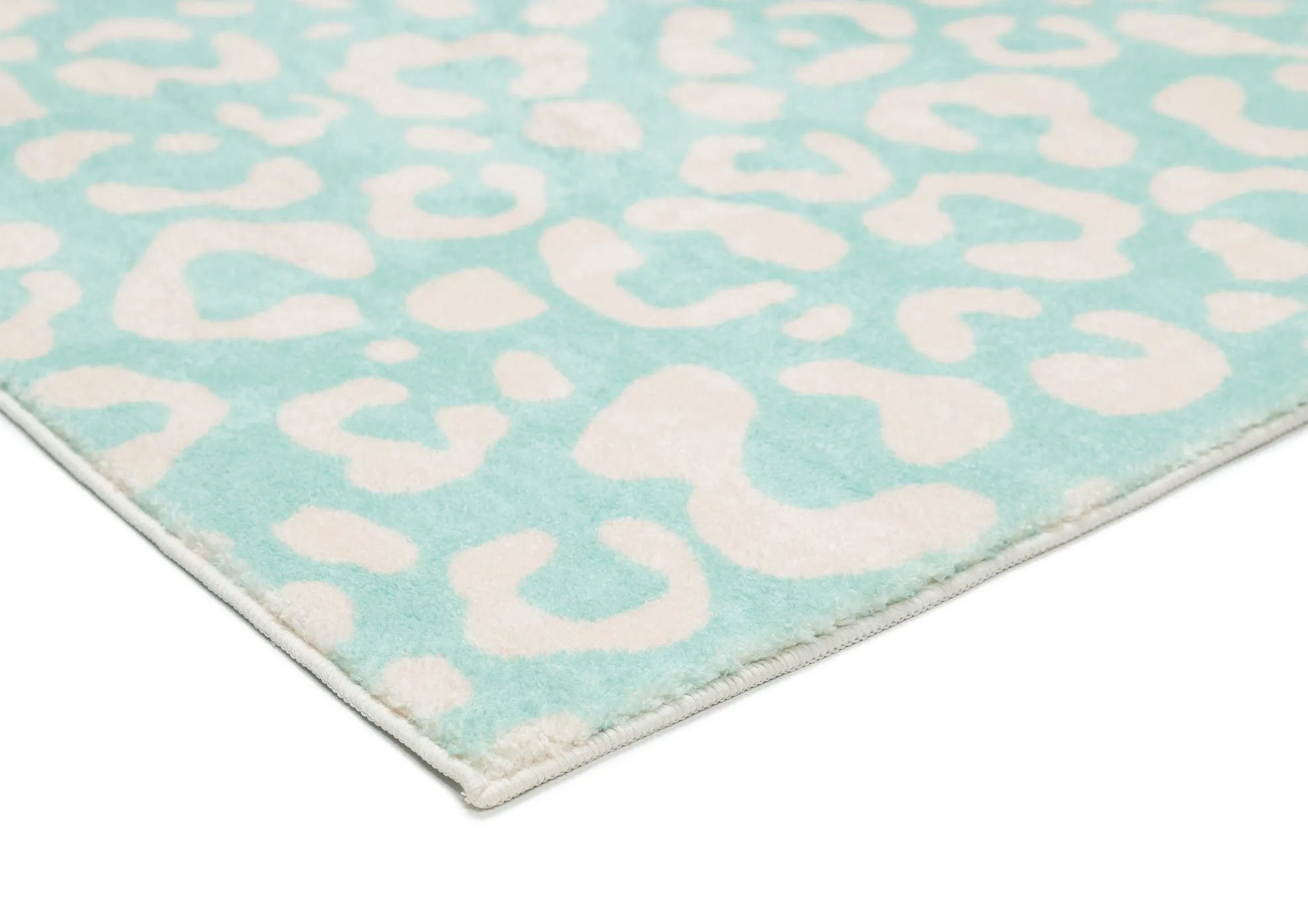 Esmeralda Pink and  Mint Green Leopard Print Washable Rug *NO RETURNS UNLESS FAULTY