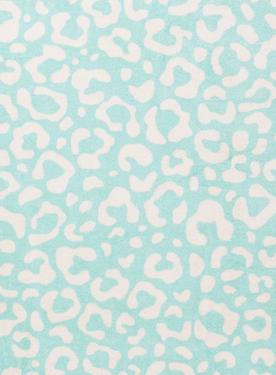 Esmeralda Pink and  Mint Green Leopard Print Washable Rug *NO RETURNS UNLESS FAULTY