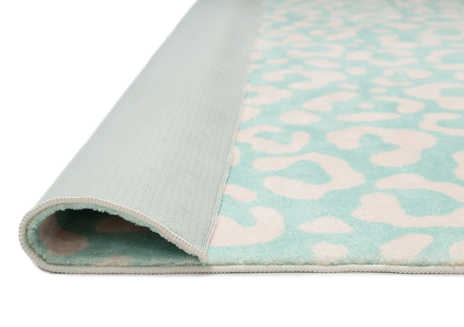 Esmeralda Pink and  Mint Green Leopard Print Washable Rug *NO RETURNS UNLESS FAULTY