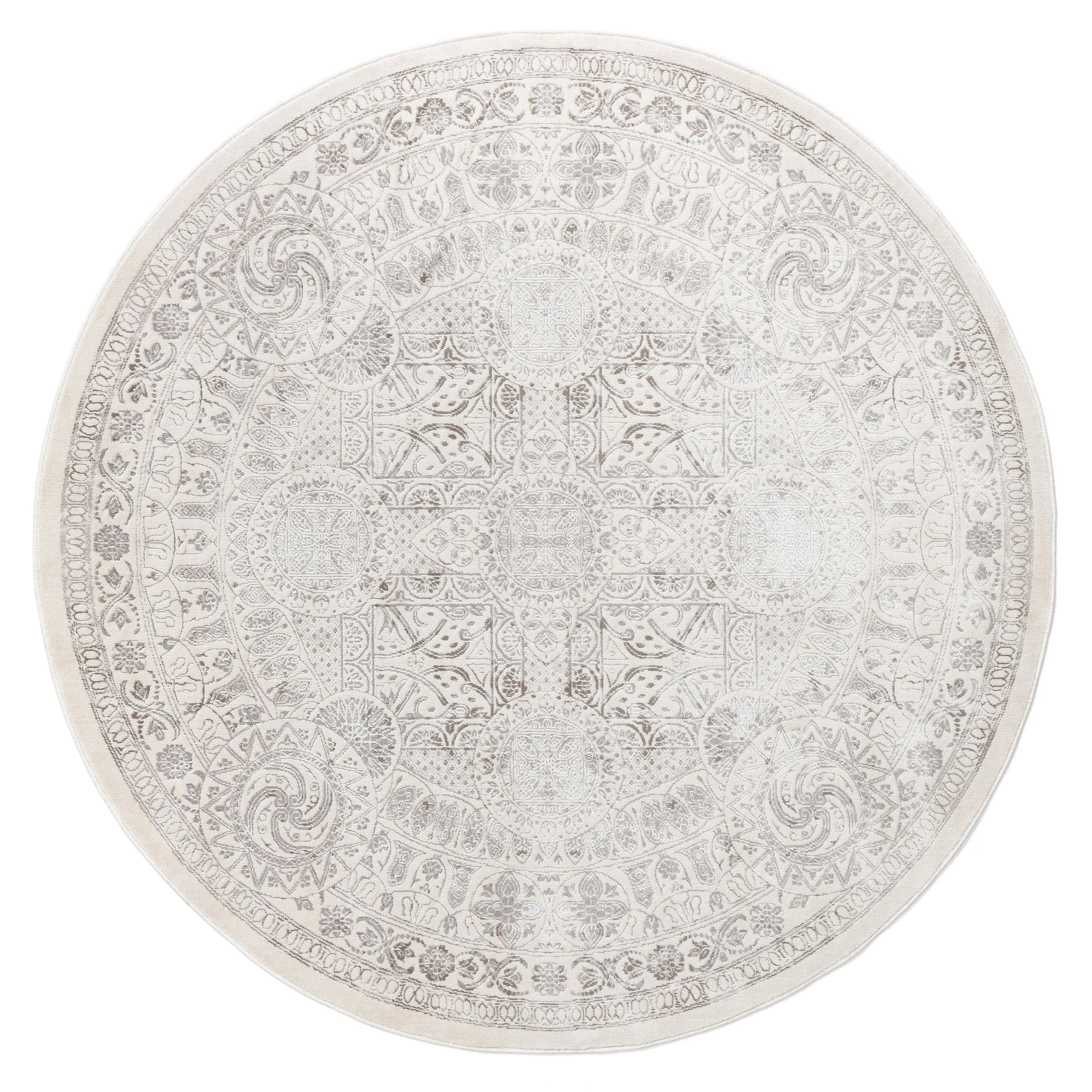 Esmeray Ivory And Grey Traditional Distressed Round Rug *NO RETURNS UNLESS FAULTYmodern color block patchwork rug