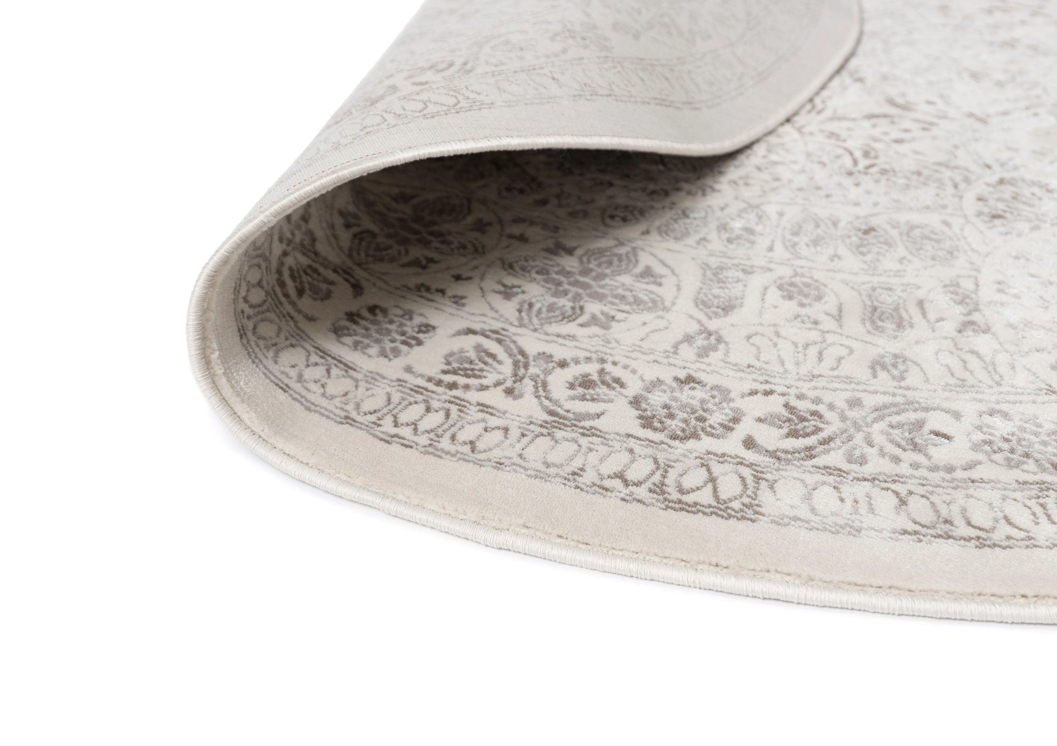 Esmeray Ivory And Grey Traditional Distressed Round Rug *NO RETURNS UNLESS FAULTY