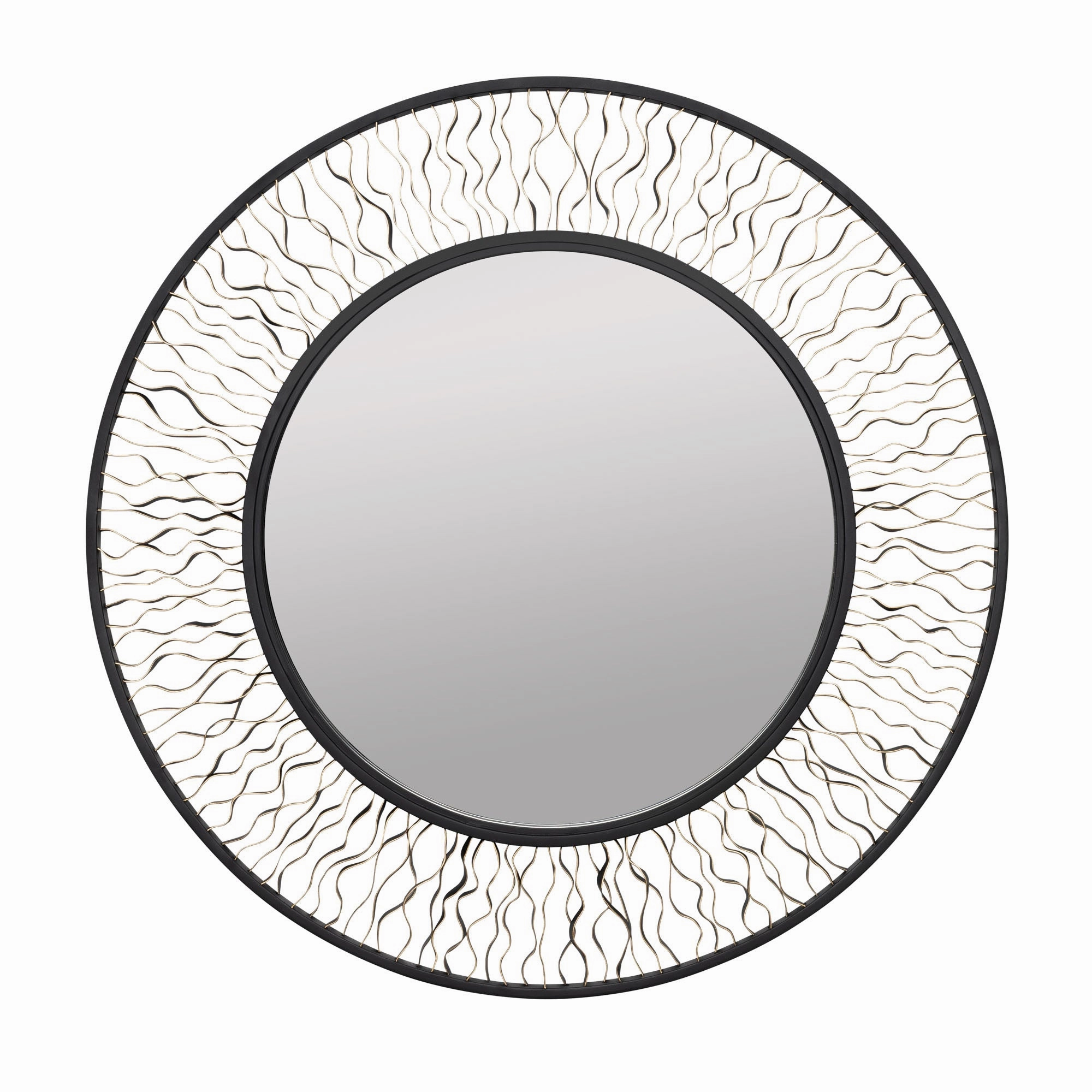 Estela 380MI30AMBFG 30-Inch Round Mirror - Matte Black/French Goldwall mounted decorative mirror,full length dressing mirror