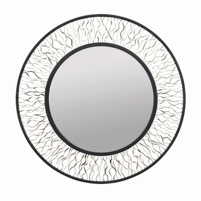Estela 380MI30AMBFG 30-Inch Round Mirror - Matte Black/French Goldwall mounted decorative mirror,full length dressing mirror