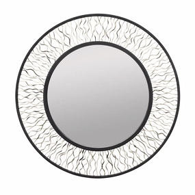 Estela 380MI30AMBFG 30-Inch Round Mirror - Matte Black/French Goldwall mounted decorative mirror,full length dressing mirror