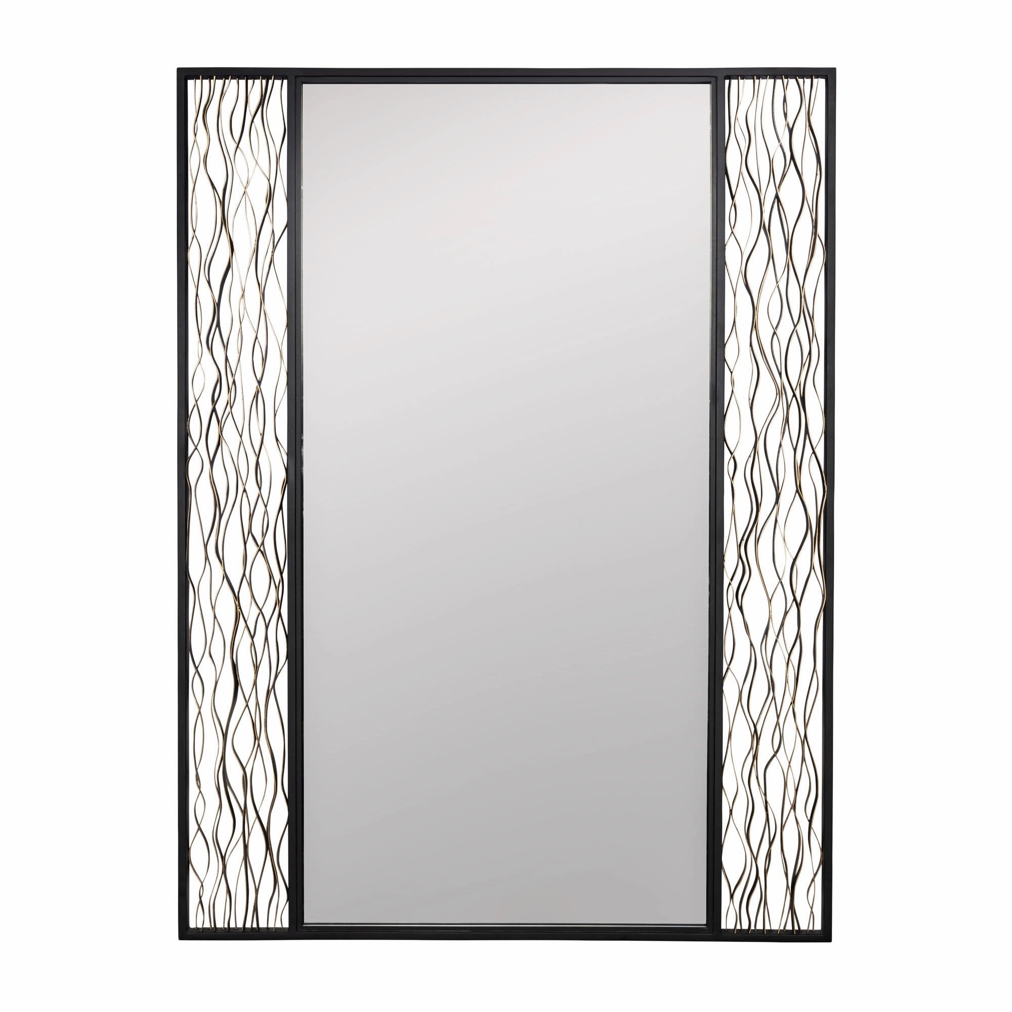 Estela 380MI30BMBFG 30-Inch Rectangular Mirror - Matte Black/French Goldwall mounted decorative mirror,full length dressing mirror