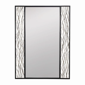 Estela 380MI30BMBFG 30-Inch Rectangular Mirror - Matte Black/French Goldwall mounted decorative mirror,full length dressing mirror