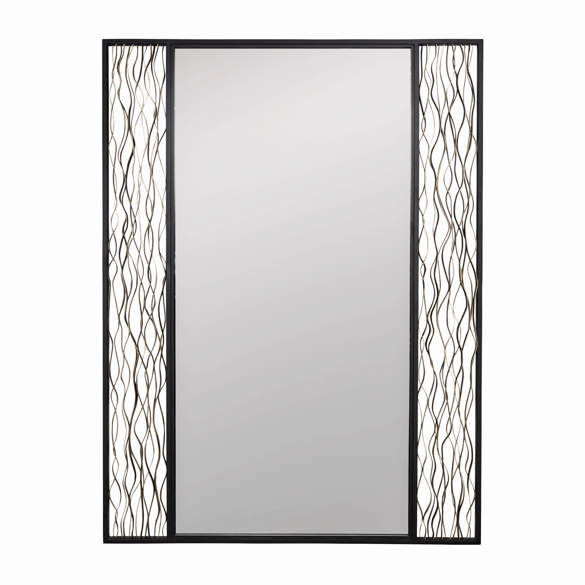 Estela 380MI30BMBFG 30-Inch Rectangular Mirror - Matte Black/French Goldwall mounted decorative mirror,full length dressing mirror