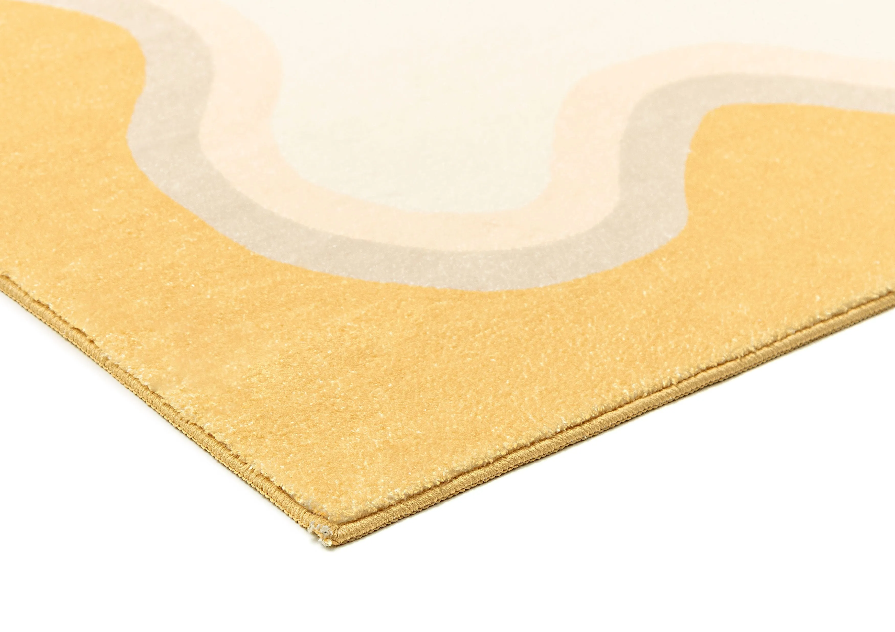 Esti Cream and Yellow Wiggle Bordered Washable Rug