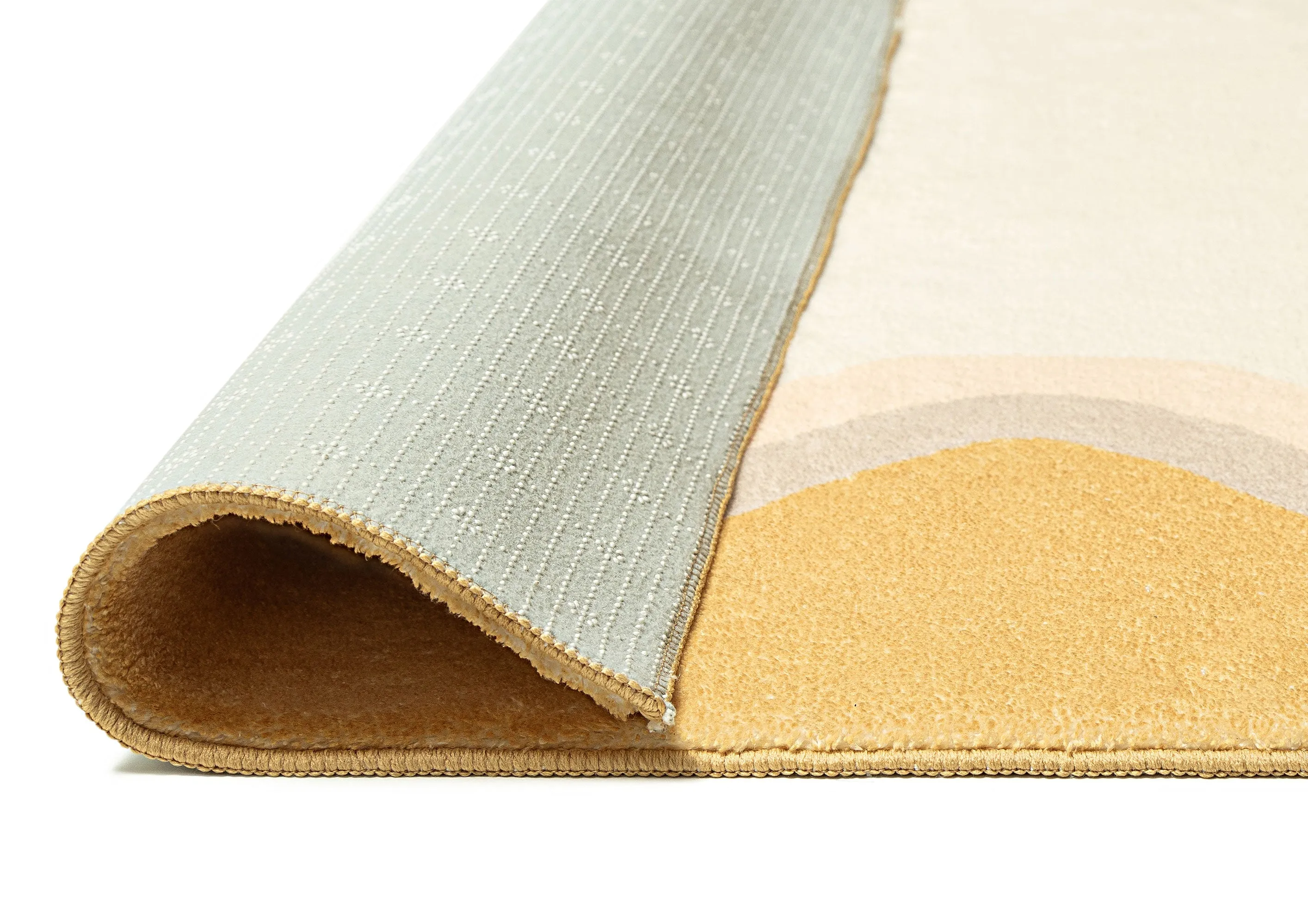Esti Cream and Yellow Wiggle Bordered Washable Rug