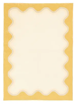 Esti Cream and Yellow Wiggle Bordered Washable Rugmodern color block patchwork rug