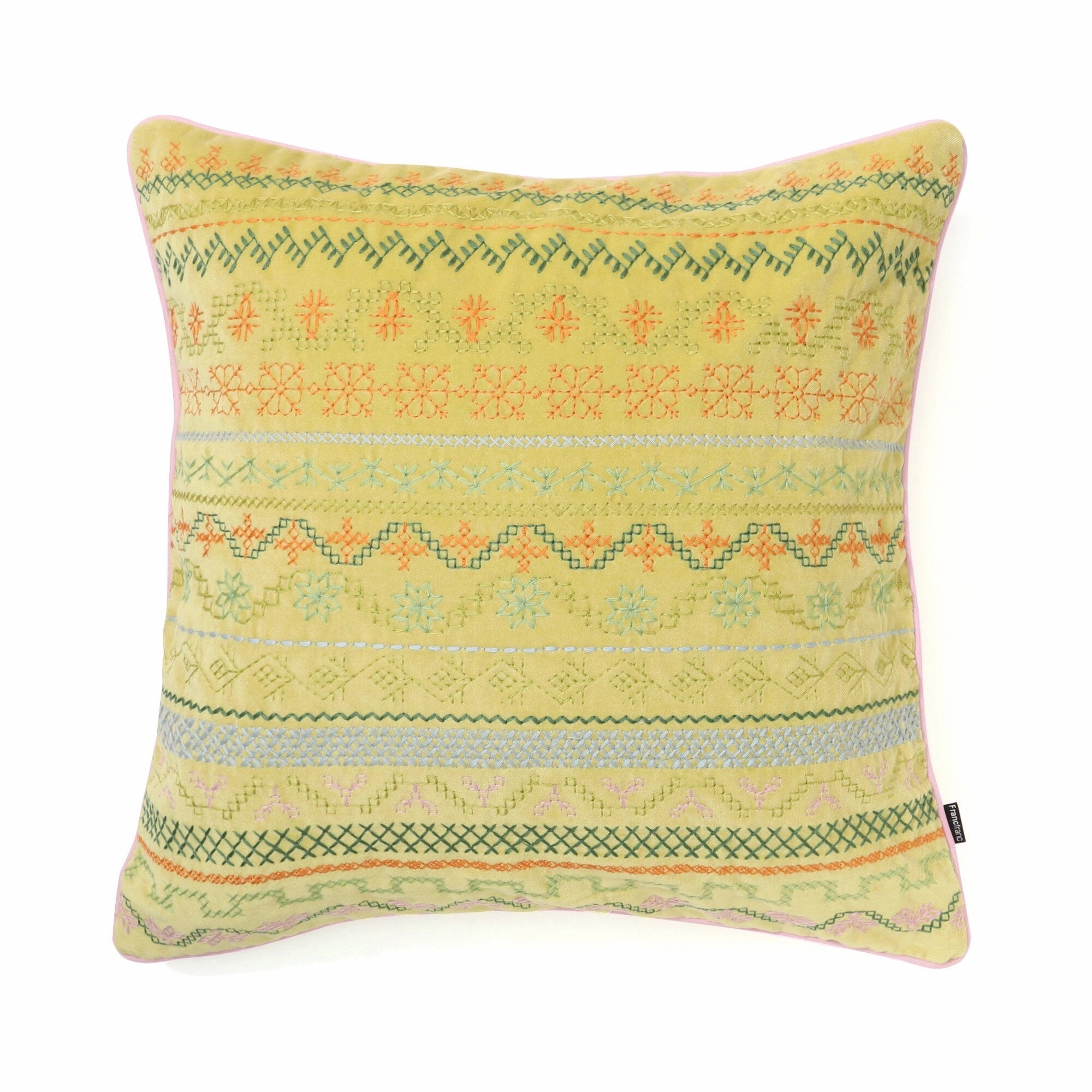 Ethnic Emb Cushion Cover 450 X 450 Yellowbedding sets ,throw blankets 