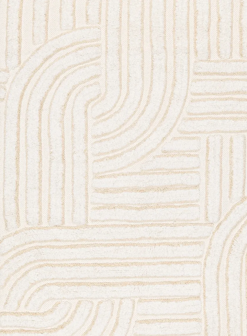Etta Ivory Geometric Washable Bath Mat