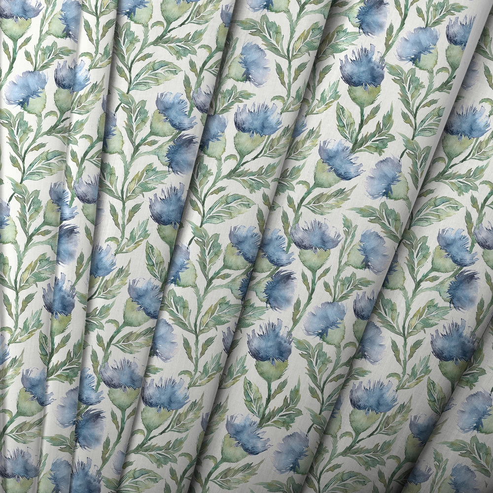Ettrick Printed Cotton Made to Measure Roman Blinds Bluebell Cream