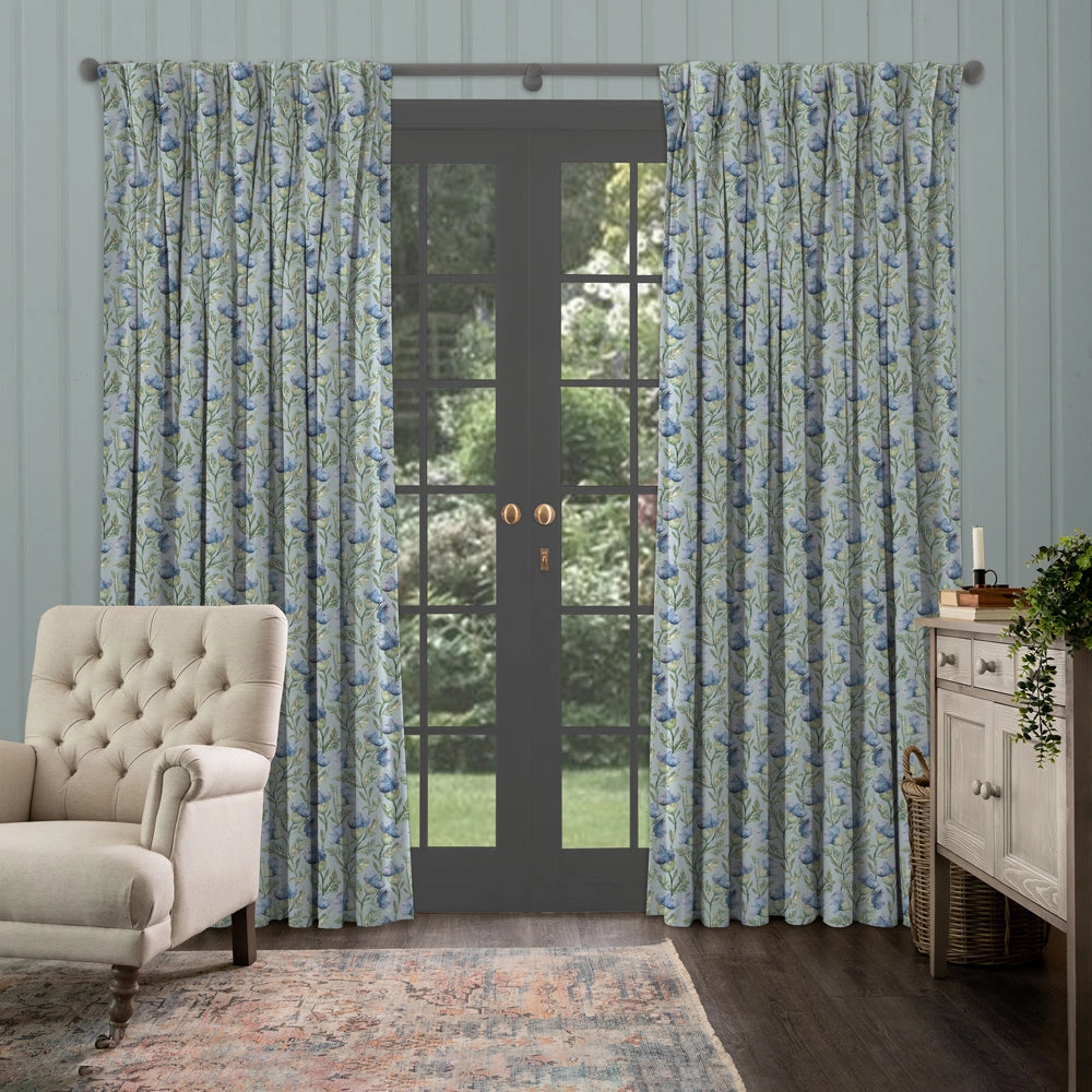 Ettrick Printed Made to Measure Curtains Bluebell