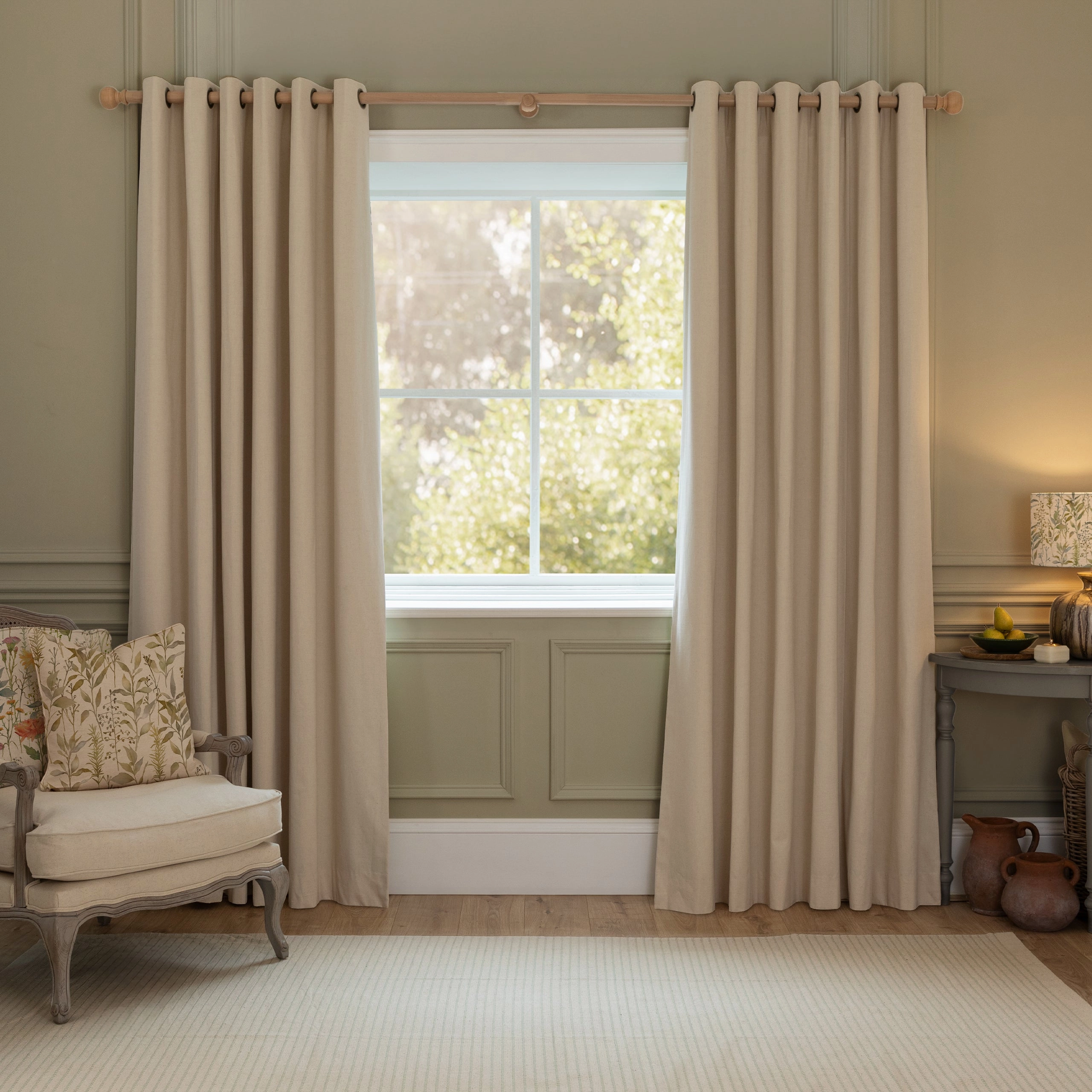 Ettrick Printed Made to Measure Curtains Rust Cream