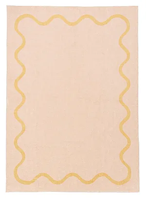 Eva Pink and Yellow Wiggle Bordered Washable Rugmodern color block patchwork rug