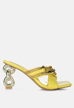 evelane metallic chain heeled diamante sandals London Rag