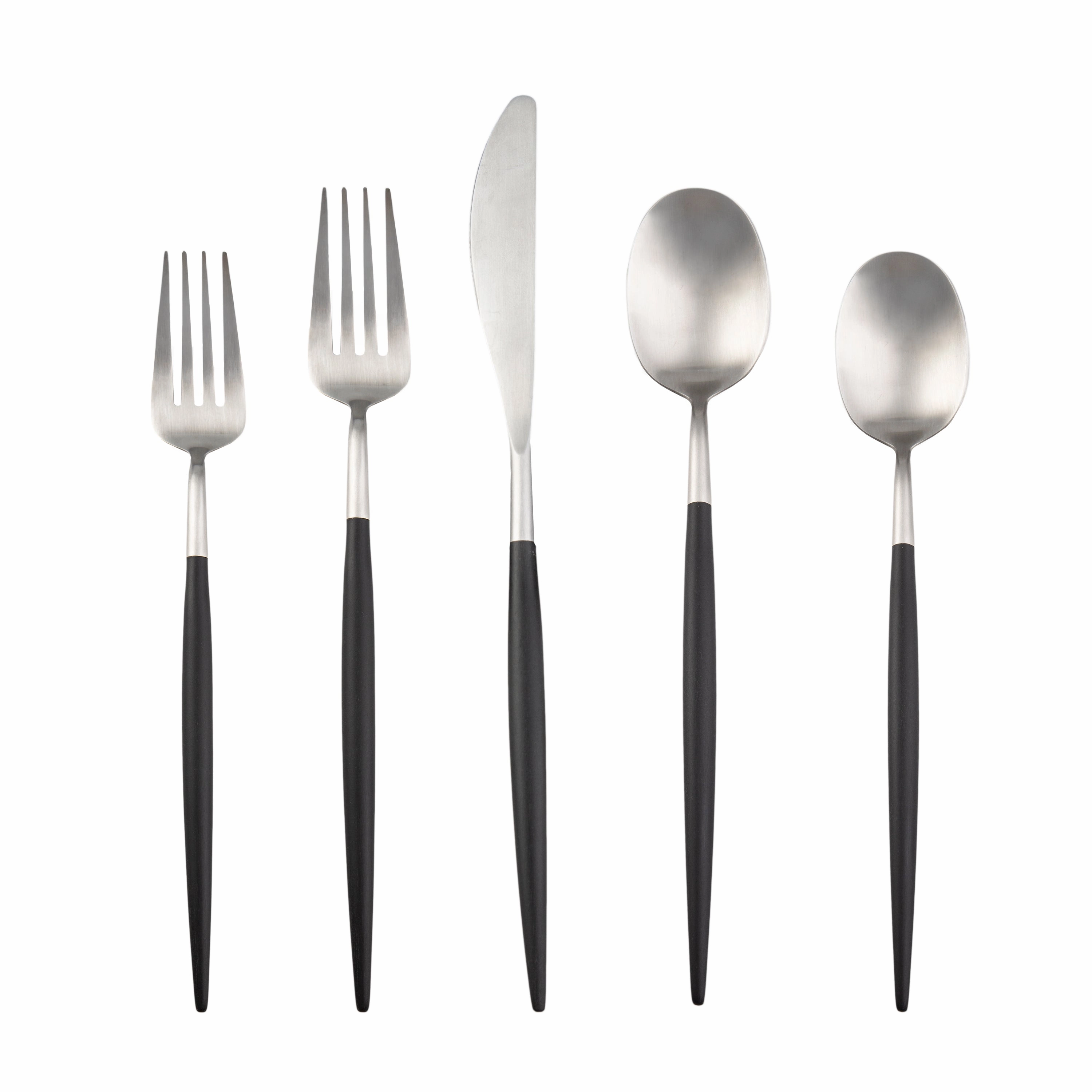 Evora Satin POM Black 20 Piece Flatware Seteco-friendly bamboo fiber tableware set 