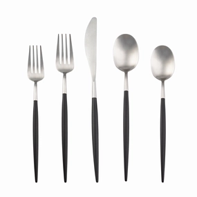 Evora Satin POM Black 20 Piece Flatware Seteco-friendly bamboo fiber tableware set 