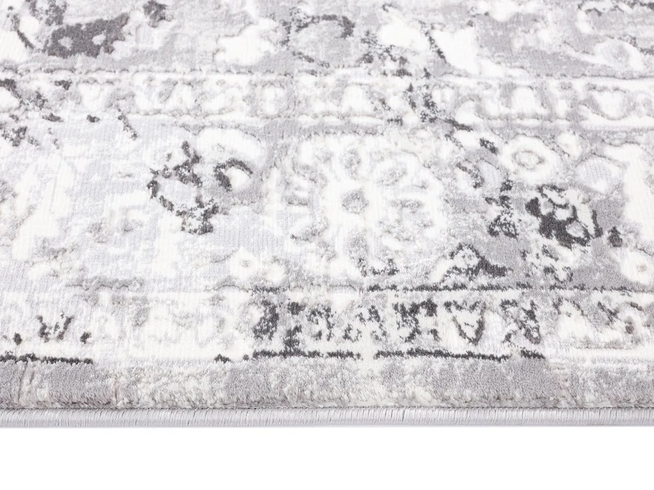 Evryn Charcoal Grey And Ivory Distressed Floral Runner Rug *NO RETURNS UNLESS FAULTY