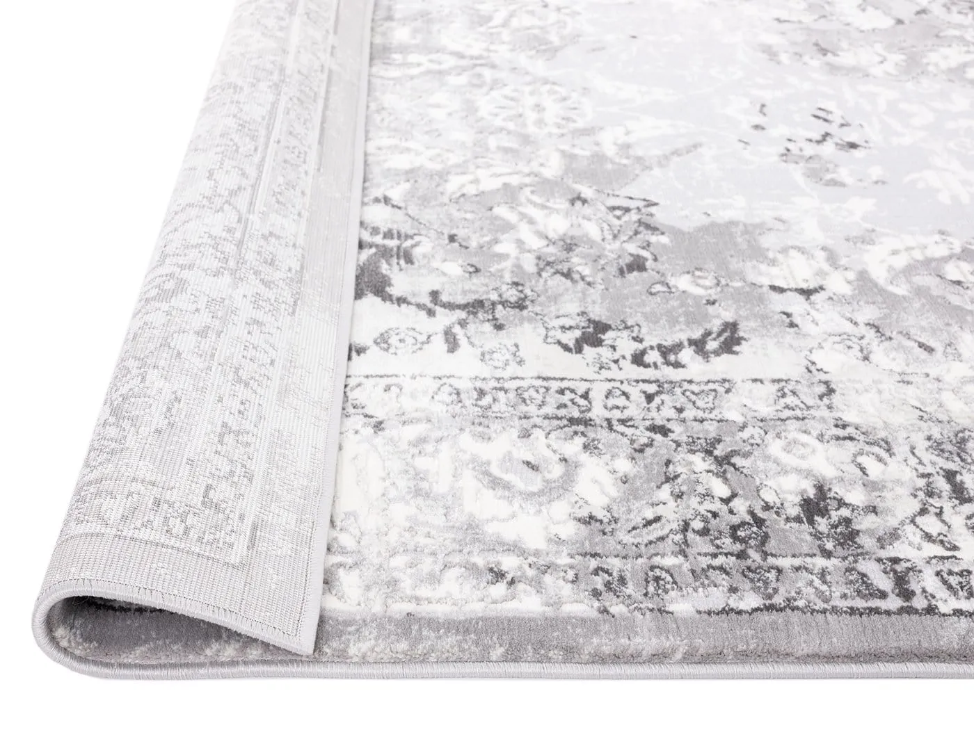 Evryn Charcoal Grey And Ivory Distressed Floral Runner Rug *NO RETURNS UNLESS FAULTY