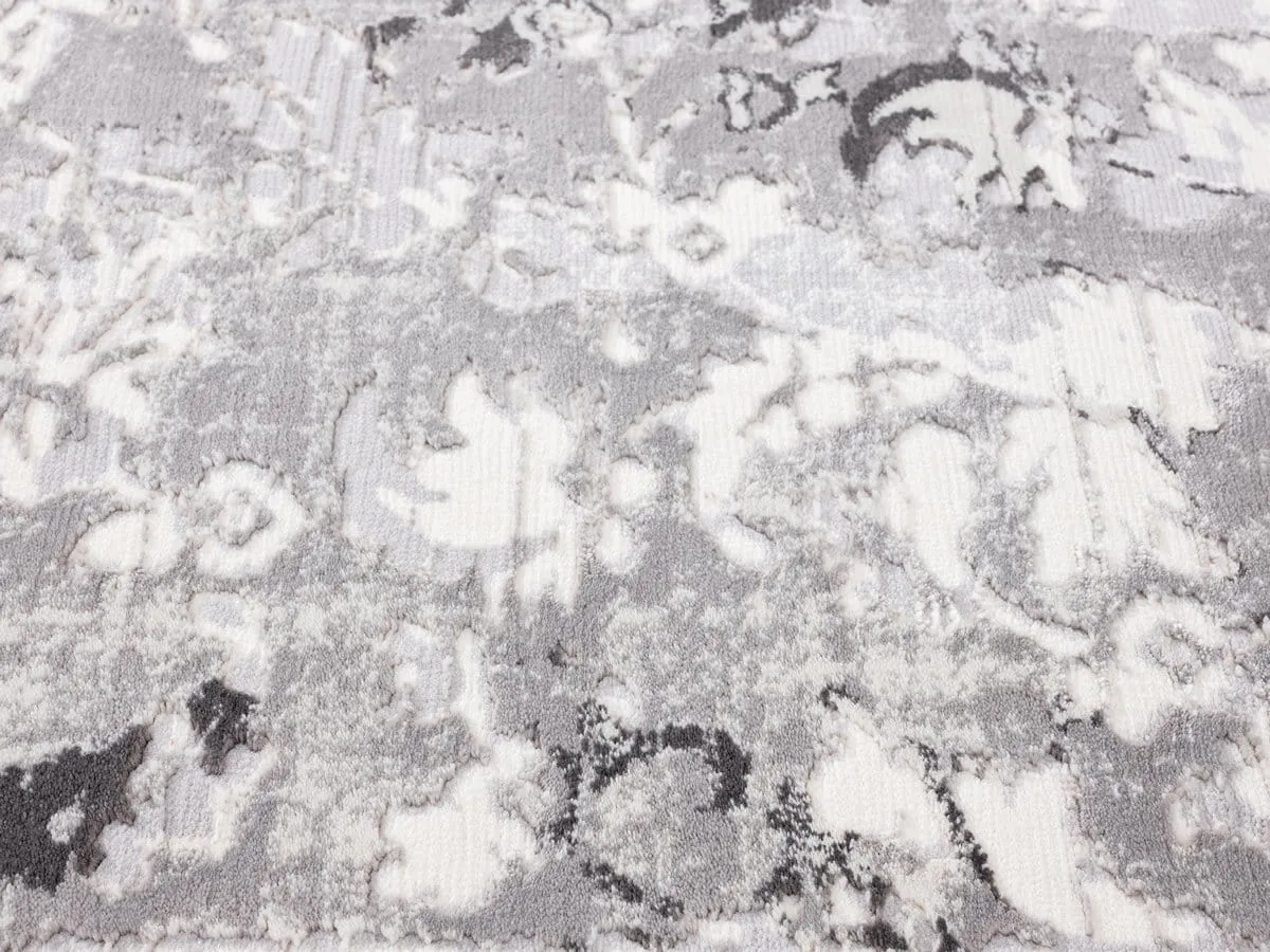 Evryn Charcoal Grey And Ivory Distressed Floral Runner Rug *NO RETURNS UNLESS FAULTY
