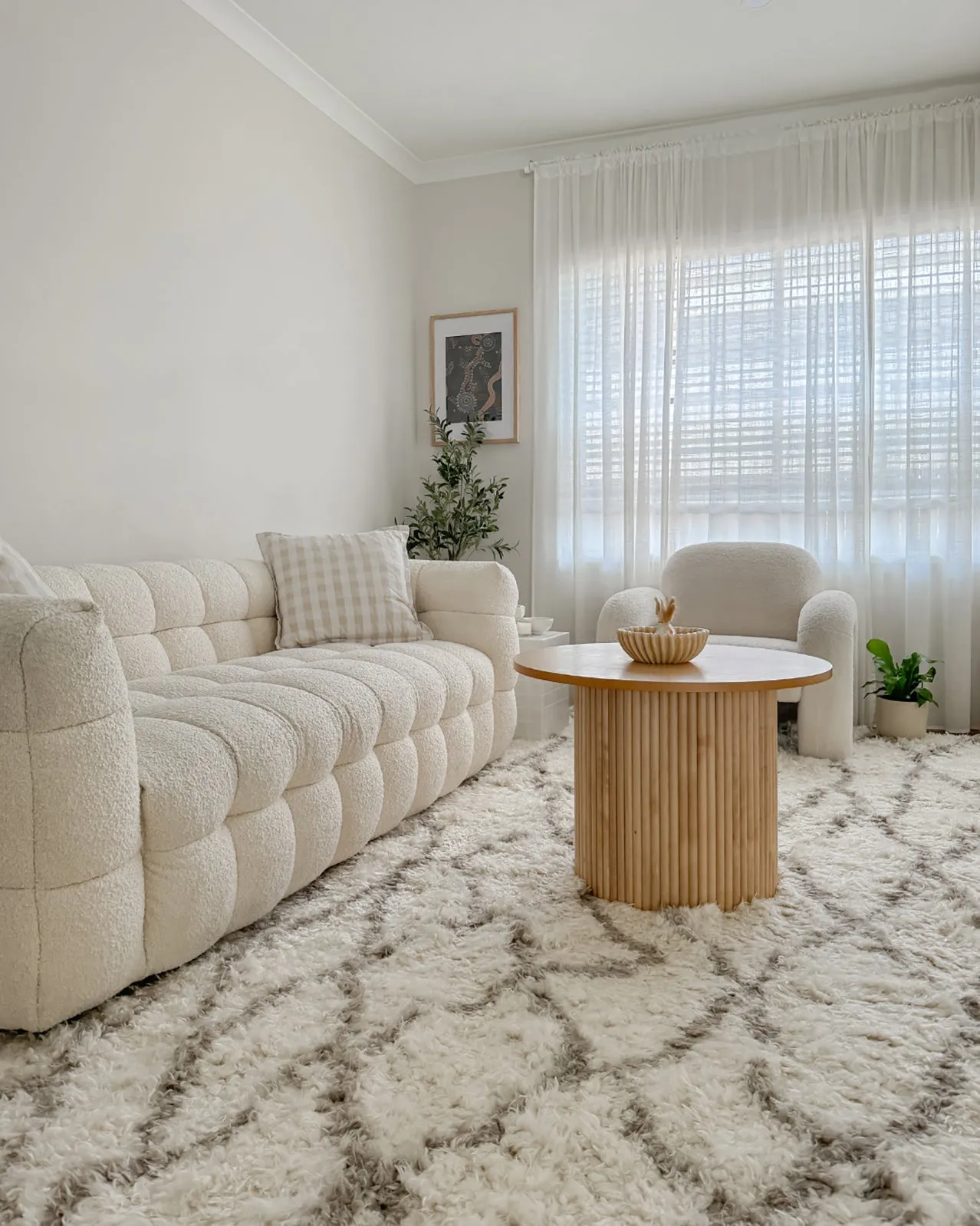Fabiola Cream & Beige Tribal Shag Rug