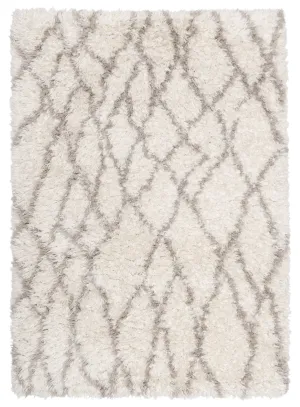 Fabiola Cream & Beige Tribal Shag Rugmodern color block patchwork rug
