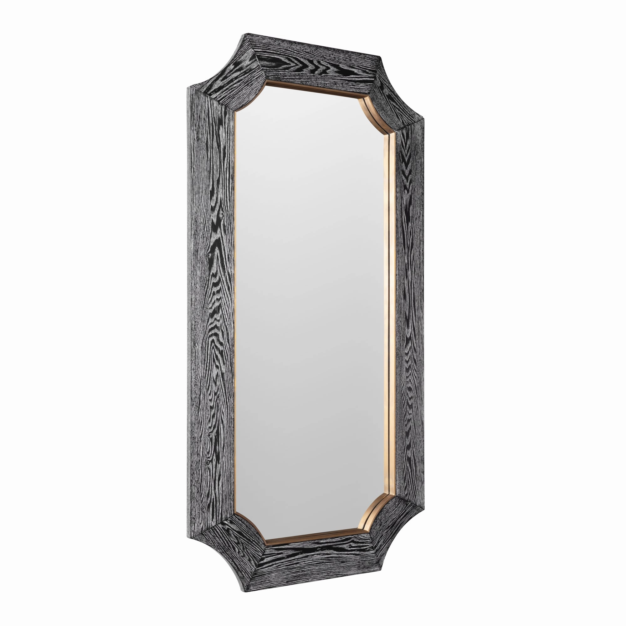 Farra 449MI28A 28x54 Wall Mirror - Cerused Black/Weathered Brass