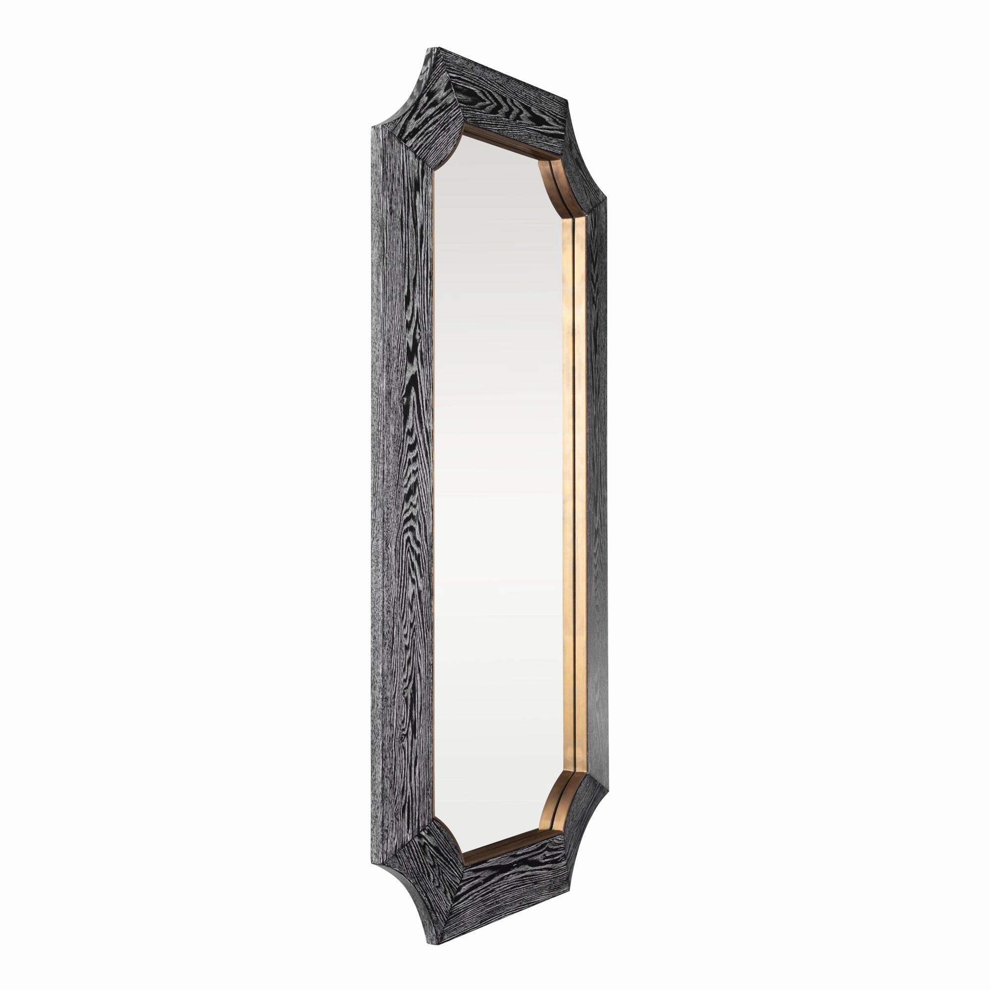 Farra 449MI28A 28x54 Wall Mirror - Cerused Black/Weathered Brass