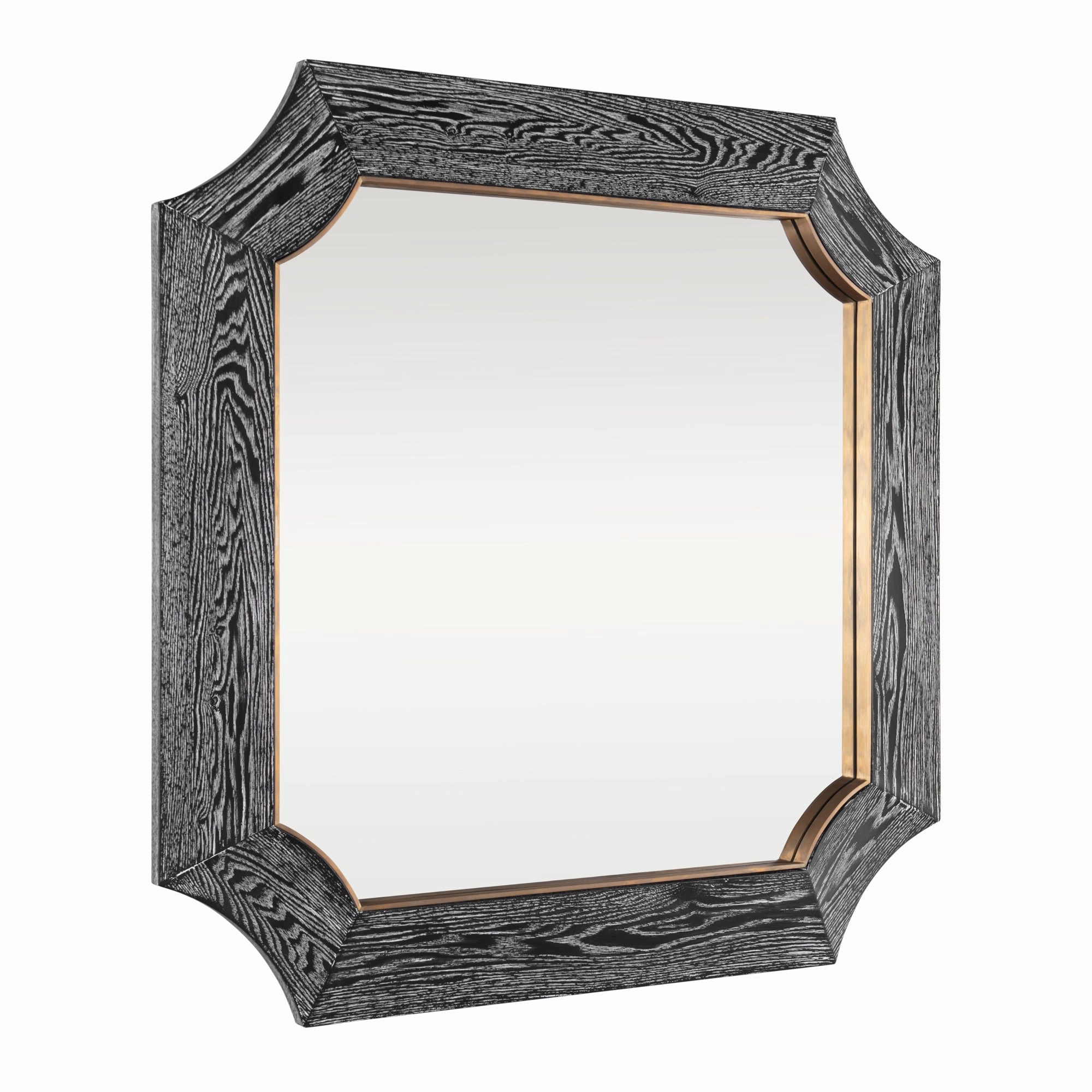 Farra 449MI36A 36x36 Wall Mirror - Cerused Black/Weathered Brass