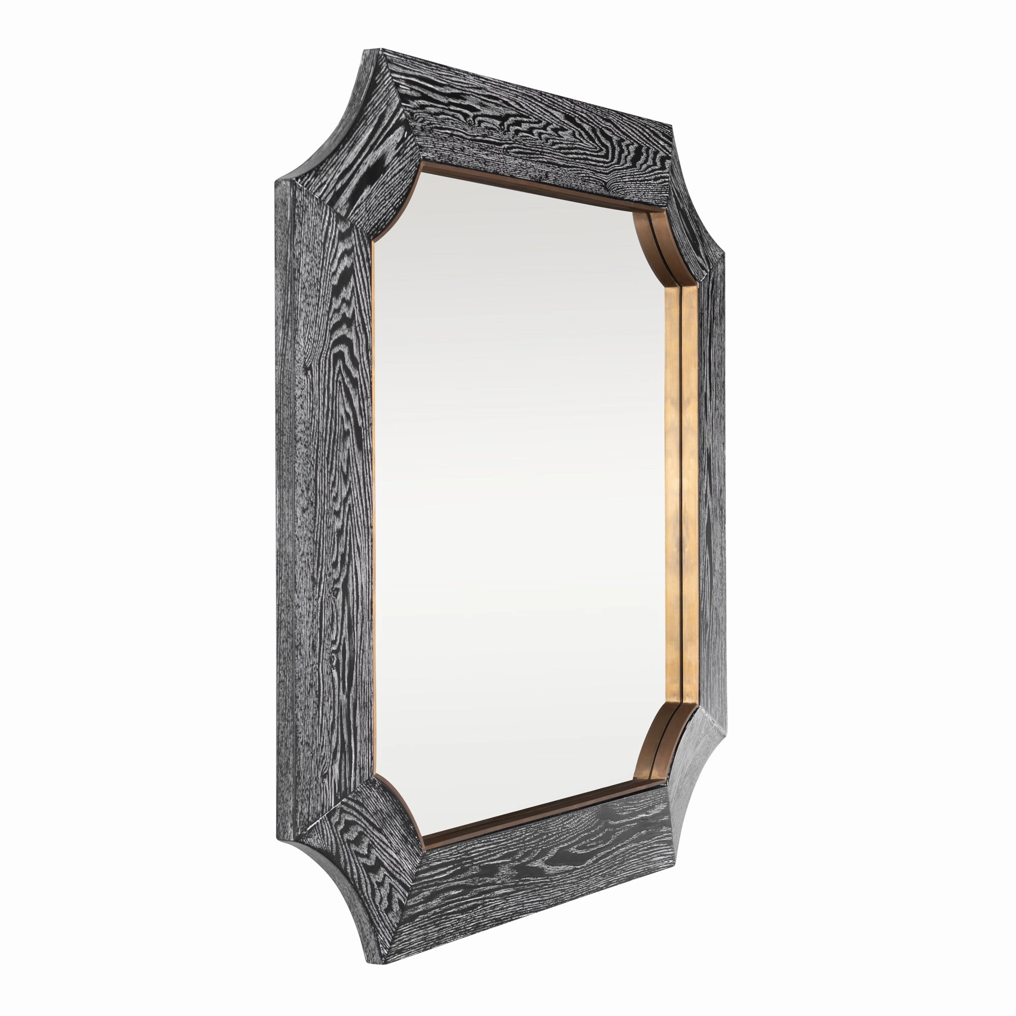 Farra 449MI36A 36x36 Wall Mirror - Cerused Black/Weathered Brass