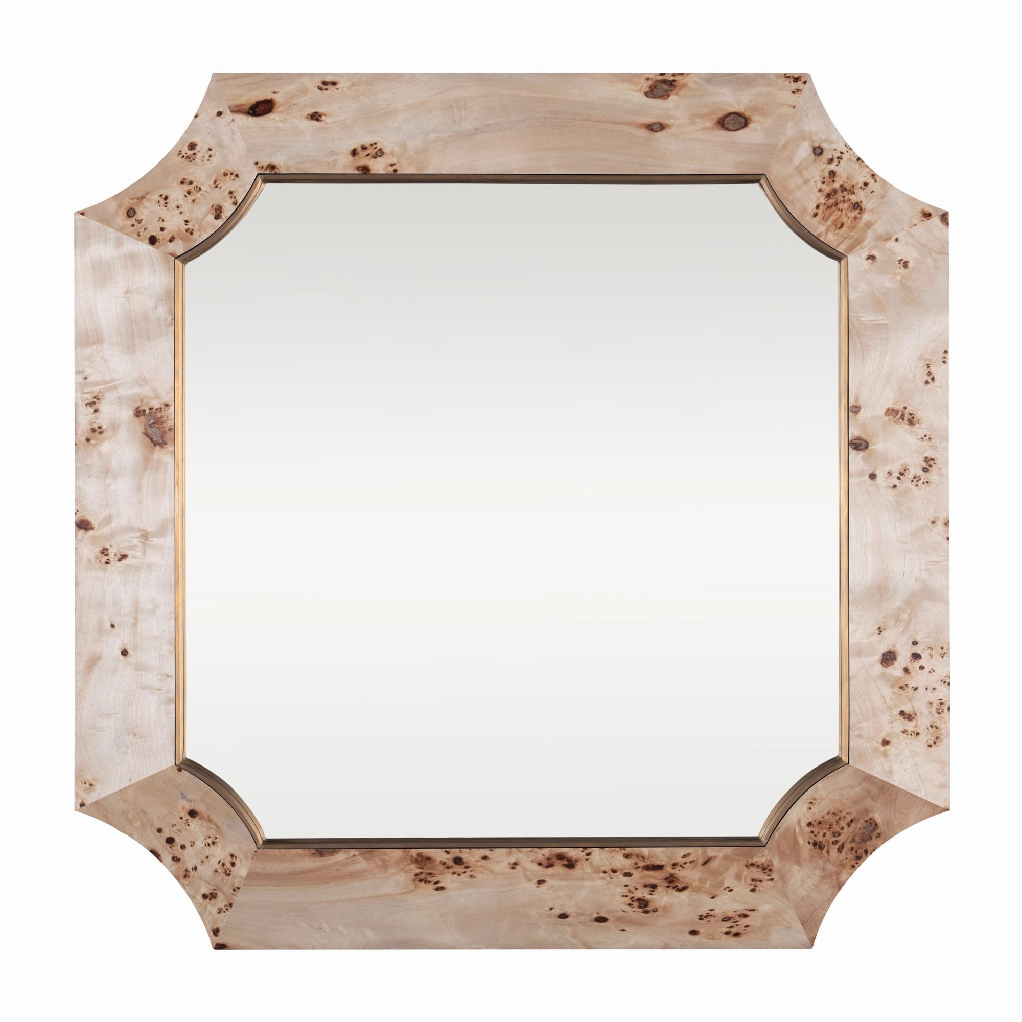 Farra 449MI36B 36x36 Wall Mirror - Poplar Burl/Weathered Brass