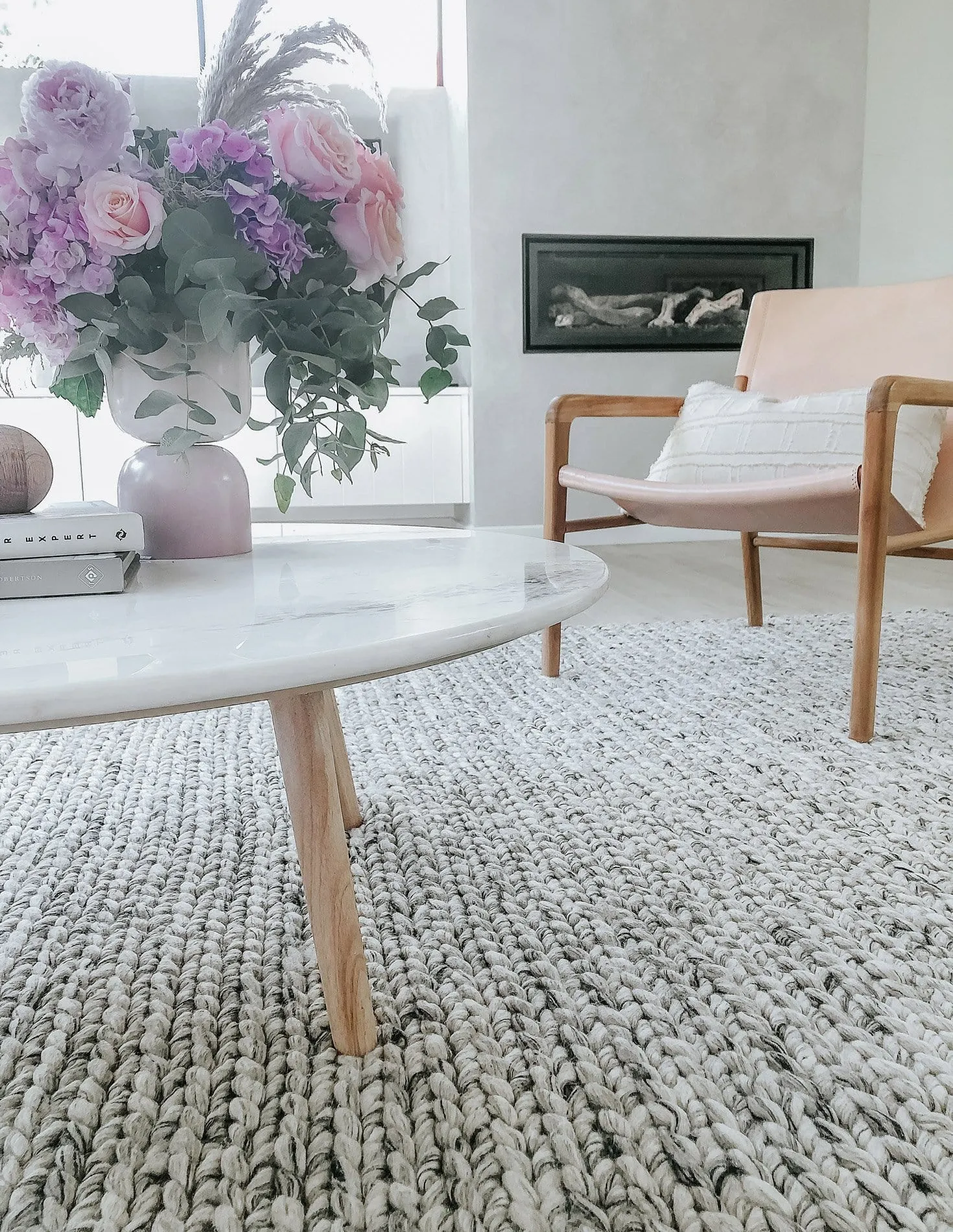 Farrah Marble Grey Braided Wool Rug