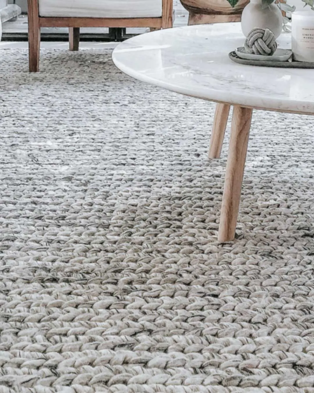 Farrah Marble Grey Braided Wool Rug