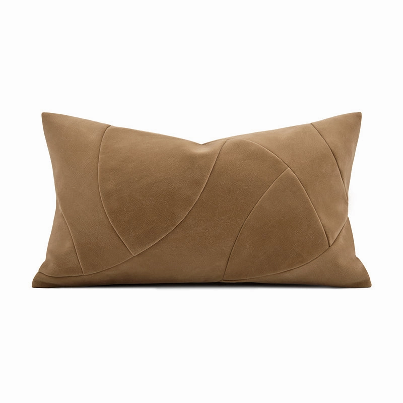Faux Leather Khaki Throw Cushion